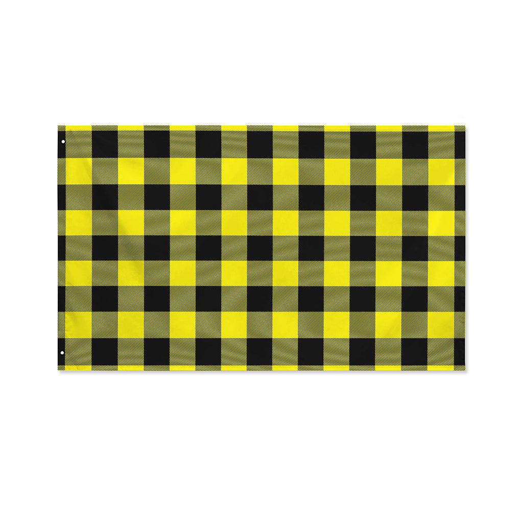 Yellow And Black Buffalo Check Print Polyester Flag