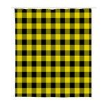 Yellow And Black Buffalo Check Print Polyester Shower Curtain