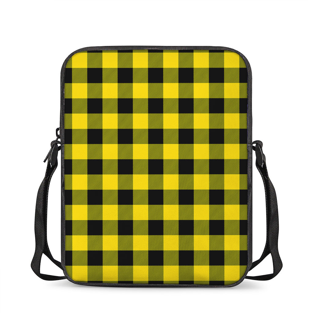 Yellow And Black Buffalo Check Print Rectangular Crossbody Bag