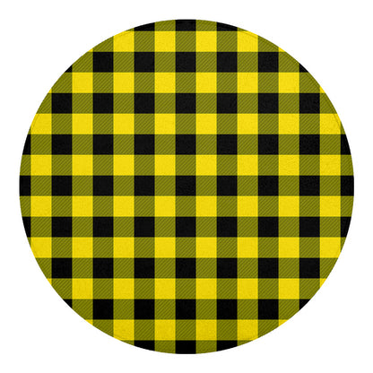 Yellow And Black Buffalo Check Print Round Blanket
