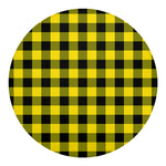 Yellow And Black Buffalo Check Print Round Blanket