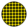 Yellow And Black Buffalo Check Print Round Floor Mat