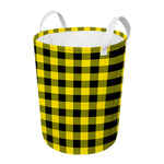 Yellow And Black Buffalo Check Print Round Laundry Basket