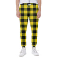 Yellow And Black Buffalo Check Print Joggers