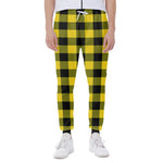 Yellow And Black Buffalo Check Print Scuba Joggers