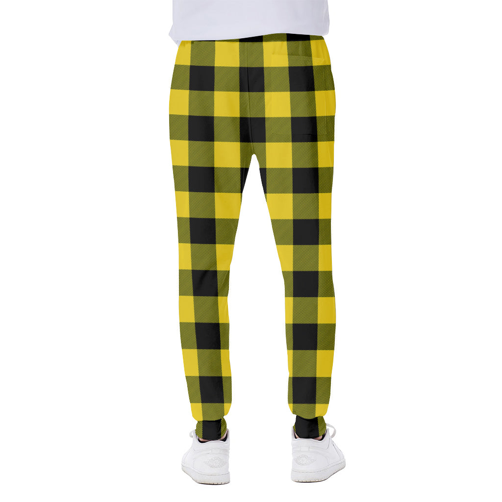 Yellow And Black Buffalo Check Print Scuba Joggers