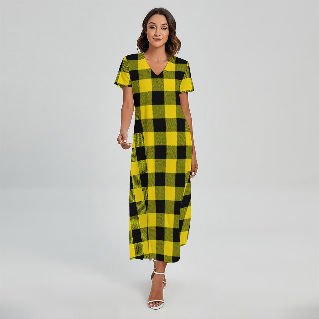 buffalo check maxi dress Love Kuza Red Buffalo Plaid Venechia Maxi Wrap Dress Burgundy/Black Plaid / Large (12-14)