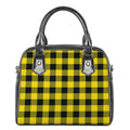 Yellow And Black Buffalo Check Print Shoulder Handbag