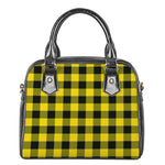 Yellow And Black Buffalo Check Print Shoulder Handbag