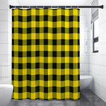 Yellow And Black Buffalo Check Print Shower Curtain