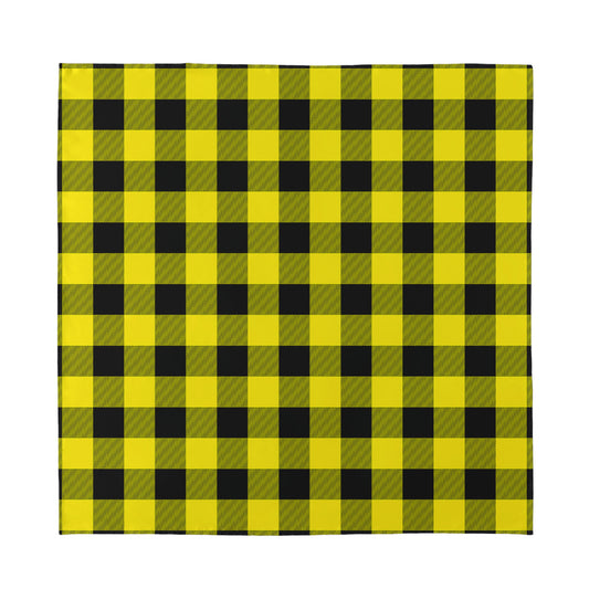Yellow And Black Buffalo Check Print Silk Bandana