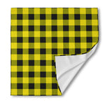 Yellow And Black Buffalo Check Print Silk Bandana