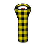 Yellow And Black Buffalo Check Print Single Neoprene Wine Tote