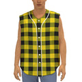 Yellow And Black Buffalo Check Print Sleeveless Baseball Jersey