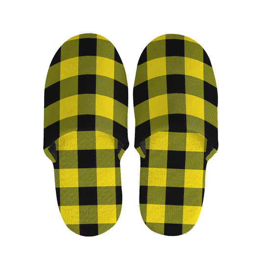 Yellow And Black Buffalo Check Print Slippers