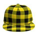 Yellow And Black Buffalo Check Print Snapback Cap
