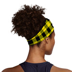 Yellow And Black Buffalo Check Print Sports Headband