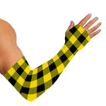 Yellow And Black Buffalo Check Print Sun Protection Arm Sleeves