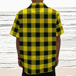 Yellow And Black Buffalo Check Print Textured Short Sleeve Shirt