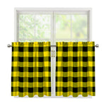 Yellow And Black Buffalo Check Print Tier Curtains