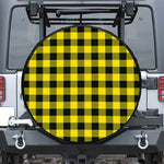 Yellow And Black Buffalo Check Print Tire Cover