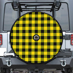 Yellow And Black Buffalo Check Print Tire Cover With Camera Hole