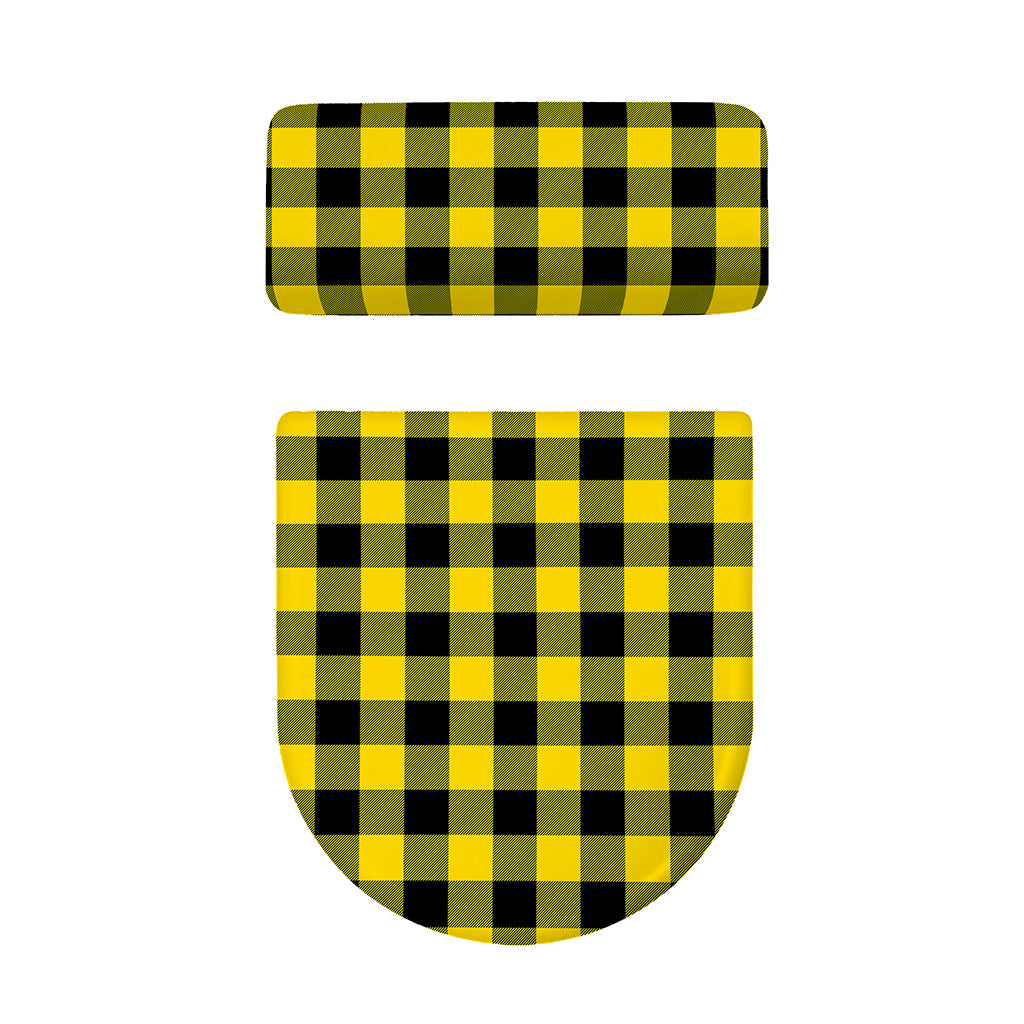 Yellow And Black Buffalo Check Print Toilet Lid And Tank Cover Set