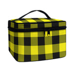 Yellow And Black Buffalo Check Print Travel Makeup Bag