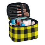 Yellow And Black Buffalo Check Print Travel Makeup Bag