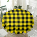Yellow And Black Buffalo Check Print Waterproof Round Tablecloth