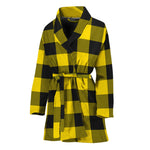 Yellow And Black Buffalo Check Print Women's Bathrobe