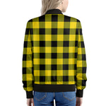 Yellow And Black Buffalo Check Print Women's Bomber Jacket