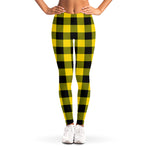 Yellow And Black Buffalo Check Print Women's Leggings