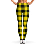 Yellow And Black Buffalo Check Print Women's Leggings