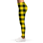 Yellow And Black Buffalo Check Print Women's Leggings