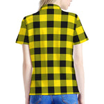 Yellow And Black Buffalo Check Print Women's Polo Shirt
