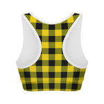 Yellow And Black Buffalo Check Print Women's Sports Bra