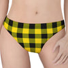 Yellow And Black Buffalo Check Print Women's Thong