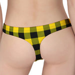 Yellow And Black Buffalo Check Print Women's Thong