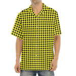 Yellow And Black Check Pattern Print Aloha Shirt