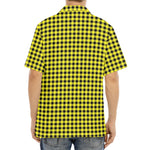 Yellow And Black Check Pattern Print Aloha Shirt