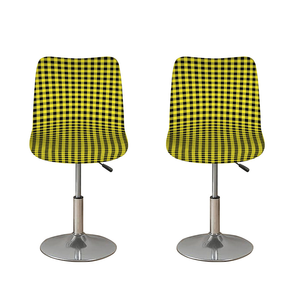 Yellow And Black Check Pattern Print Bar Stool Covers