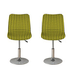 Yellow And Black Check Pattern Print Bar Stool Covers