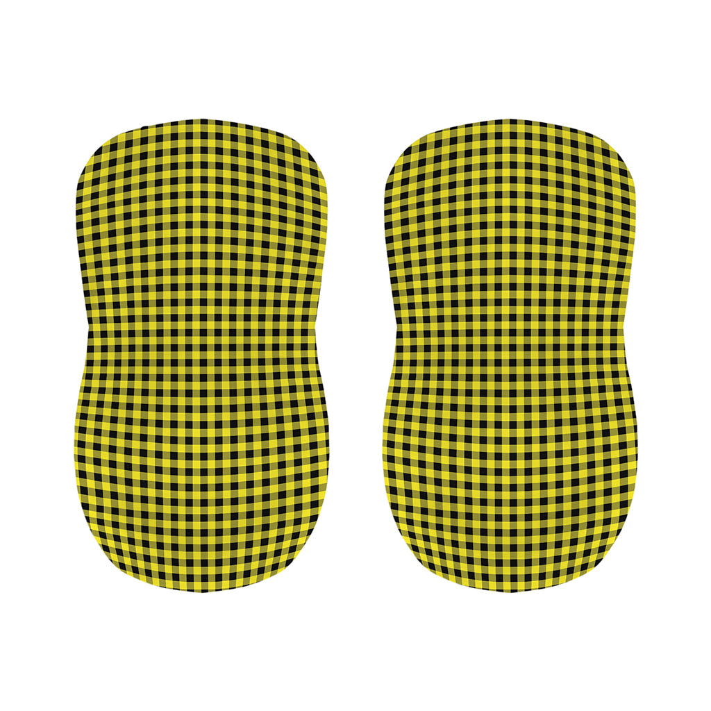 Yellow And Black Check Pattern Print Bar Stool Covers
