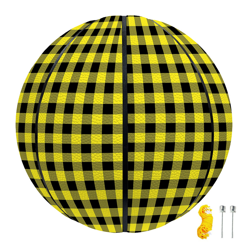 Yellow And Black Check Pattern Print Basketball