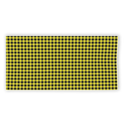 Yellow And Black Check Pattern Print Beach Towel