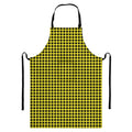 Yellow And Black Check Pattern Print Bib Apron With Pocket