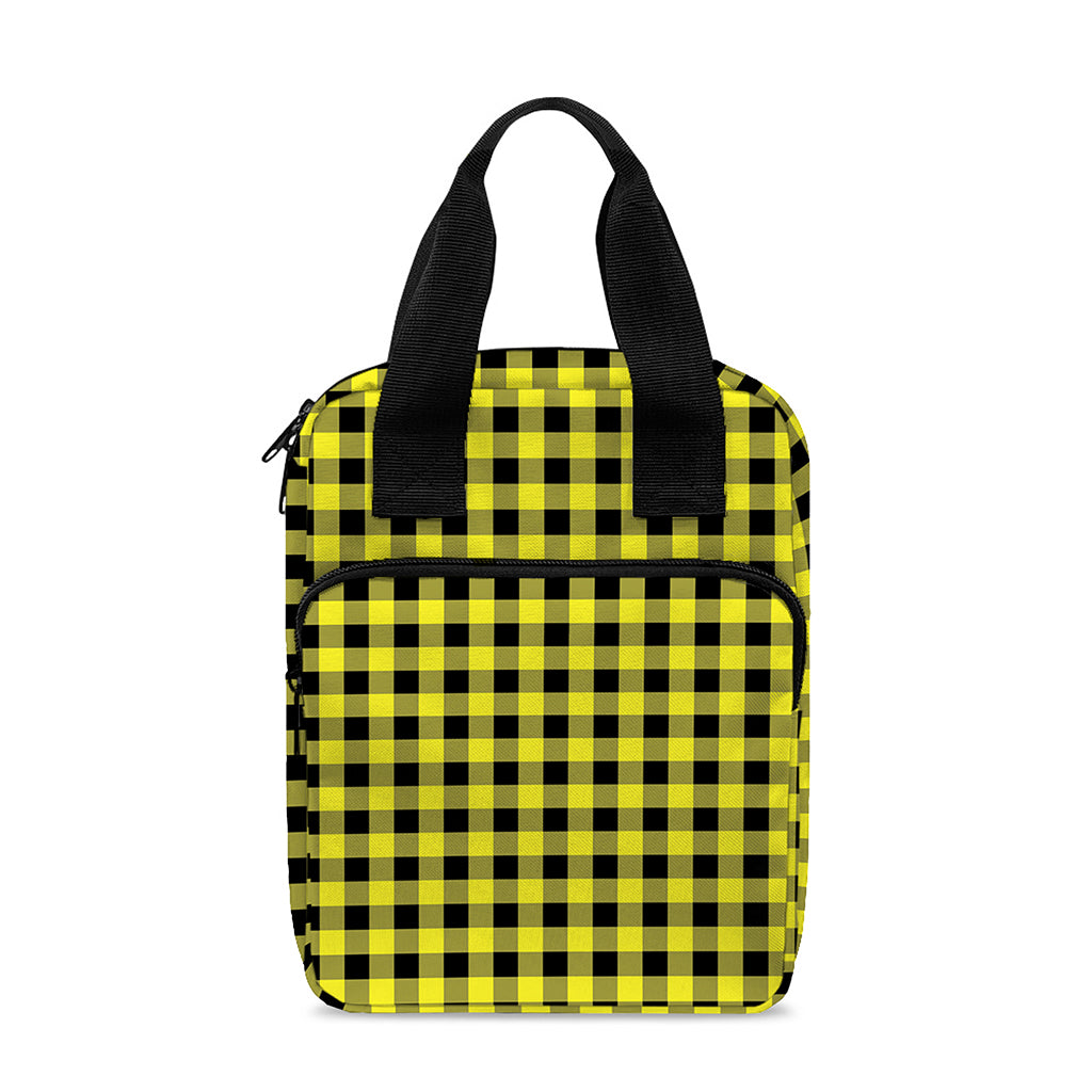 Yellow And Black Check Pattern Print Bible Tote Bag