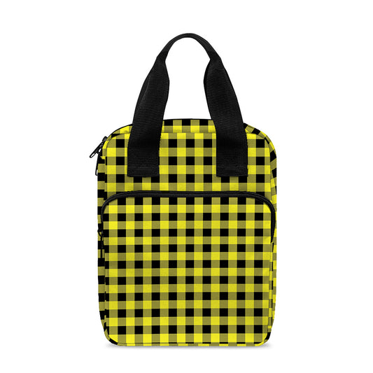 Yellow And Black Check Pattern Print Bible Tote Bag