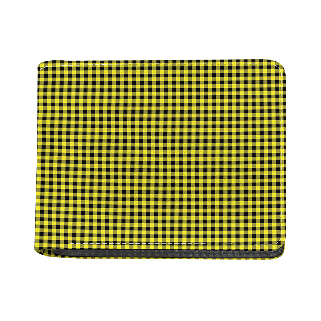 Yellow And Black Check Pattern Print Bifold Wallet